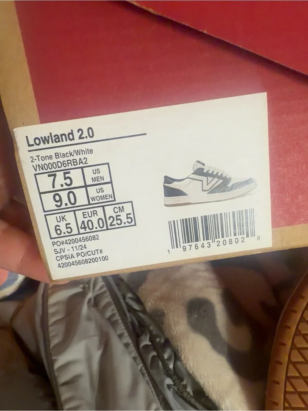 Vans Lowland 2.0 Black White Gum Sneakers Men 7.5 Women 9 New Box